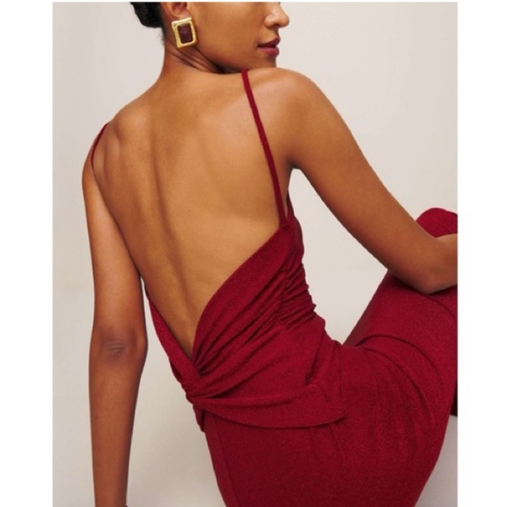 REFORMATION Breslin Knit Dress Red Sparkle